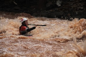 Jo taking it in style, she is such a good paddler that anything under grade 4 she paddles with her eyes shut
