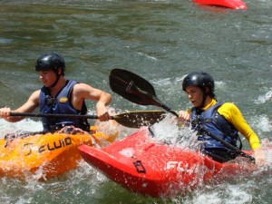 Greg and Sam also from our kayak school in a tight battle for the finish line