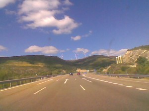 windmills on the motorway near Leon
